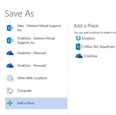 add dropbox to save as office 365